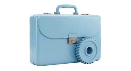 Isolated Blue Briefcase with Gear