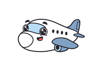 Fototapeta premium Cute Cartoon Airplane Travel Illustration isolated on transparent background