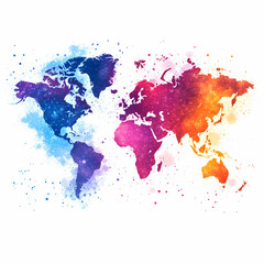 Fototapeta premium Cosmic Cartography: A Celestial World Map with Vibrant Watercolor Texture
