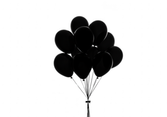 Bunch of dark balloons isolated on transparent background