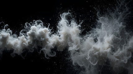 Abstract real dust floating over black background