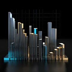 Obraz premium Minimalist 3D Bar Chart in Rainbow Colors – Business or Data Visualization Concept