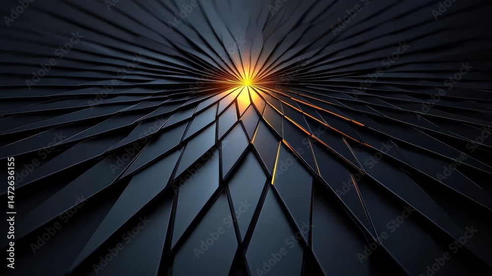 Aufkleber black and white image of a spiral with a yellow light shining on it. the image has a futuristic and 