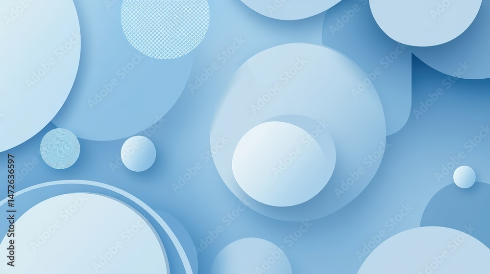 Aufkleber abstract blue background with various overlapping circles of different sizes creating a modern and c