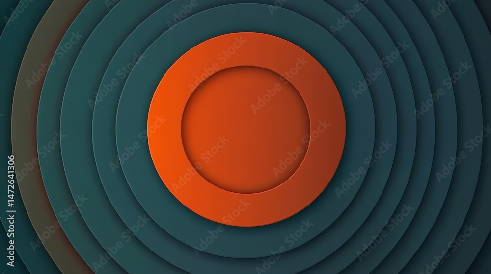 Fototapete blue and orange circle with a red outline. the circle is surrounded by other circles of different si