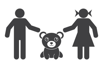 Naklejka premium boy and girl with bear toy icon