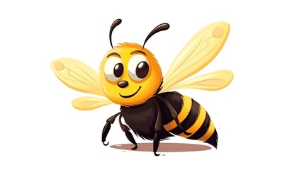Grunge Cute Bee Insect Animal Flying Cartoon Vector Illustration