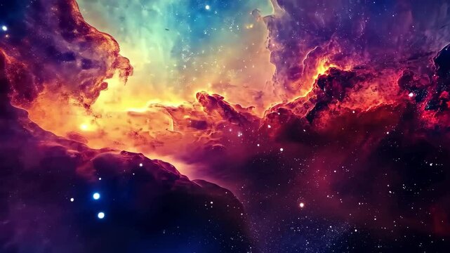Supernova birth displays vibrant cosmic colors amidst the vast universe, 4k Supernova Birth The Big Bang Flying Through the Stars Space Colorful Nebulas