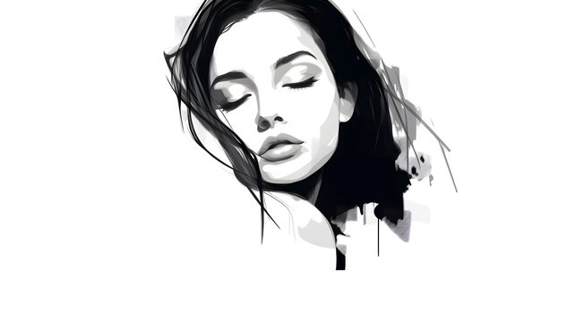 Elegant Charismatic Woman Gazing Down in Abstract Portrait Photography
