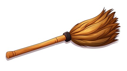 Professional Cartoon Vector Illustration of Broomstick Icon for Various Usages