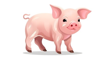 Fototapeta premium Adorable Pig Cartoon Vector Illustration for Nature and Fauna Concepts