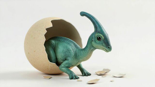 Baby Parasaurolophus Hatching from Egg - A cute