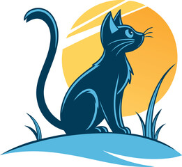 Simple cat logo design vector illustration art.