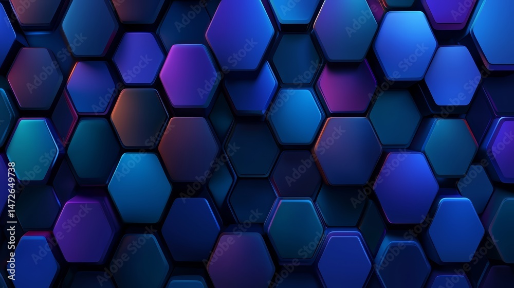 Fototapete blue background with a pattern of hexagons. the background is a gradient of blue and purple