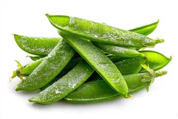 Closeup of Fresh Snow Peas on a White Background â€“ Edible Fruit for Cooking and Eating