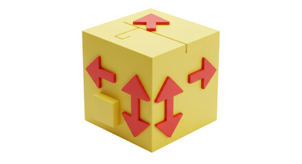 Isolated Cube with Arrows for Directions