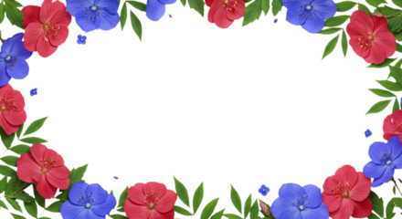 flower border frame with transparent background illustration
