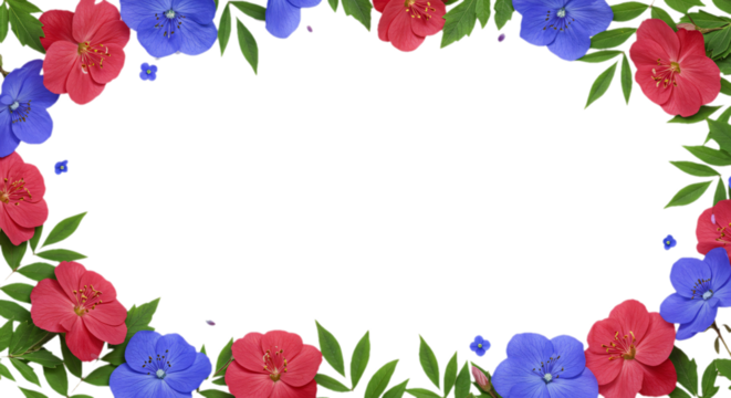 flower border frame with transparent background illustration