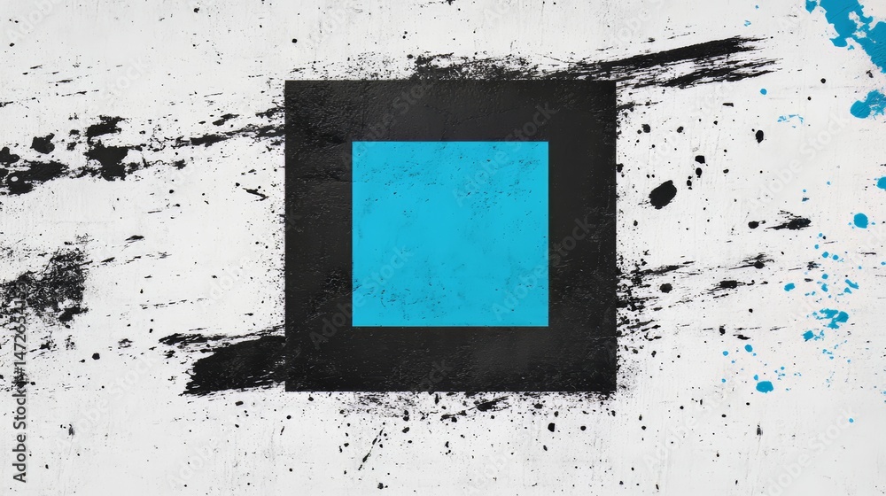 Leinwandbilder blue square with a black border is the main focus of the image. the blue square is surrounded by a w