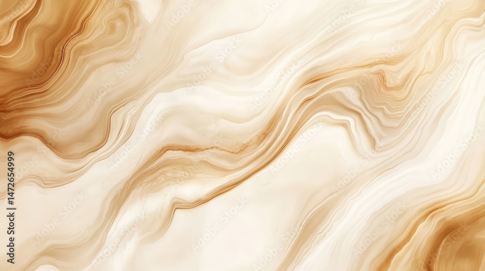Poster abstract marbled texture background in warm beige and cream colors with flowing natural patterns and