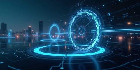 Blue Technology Internet Connection Metallic Waves in Gradient Mesh