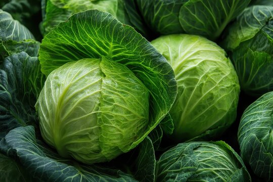 Vibrant Cabbage Background. Close-up of Fresh Cabbage Highlighting its Farm-Fresh Appeal and Nutritional Benefits