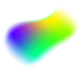Gradient shape with blurry texture. Colored mesh fluid element. Liquid soft holographic blob with aura. Glowing iridescent organic spot.