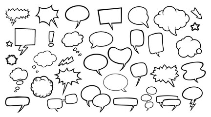 Fototapeta premium Comic Speech Bubbles Collection set Pack in vector format. Perfect for comic book enthusiasts, writers, designers, and any creative person working on design-related projects.