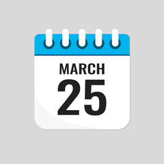 Icon page calendar day - 25 March