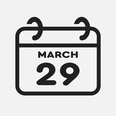 Icon page calendar day - 29 March