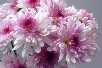 Vibrant Chrysanthemen: A Summer Display of Pink, Purple, and White Blossoms