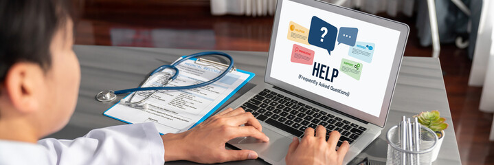 Help screen on the website provide answer to FAQ frequently asked question brisk with knowledge...