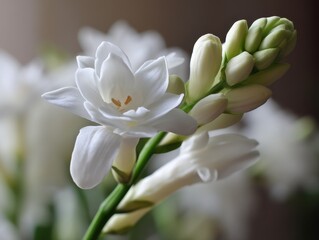 Obraz premium Delicate White Tuberose Closeup: An Attractive Bloom Exuding Beauty and Aroma