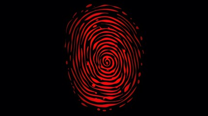 Detailed Bloody Fingerprint Icon Illustration for Murder Biometrics Marking