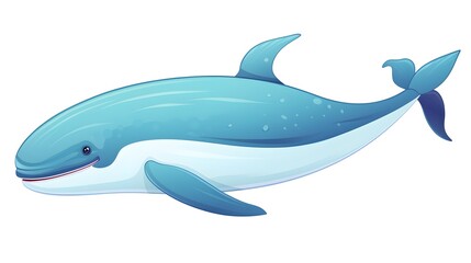 Colorful Bowhead Whale Cartoon Vector Illustration for Educational Materials