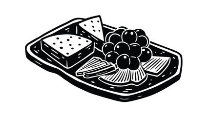 Cheese Board with Crackers and Grapes