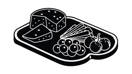 Cheese Board with Crackers and Grapes