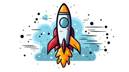 Colorful Rocket Technology Object for Exploring Galaxy - Professional Stock Image