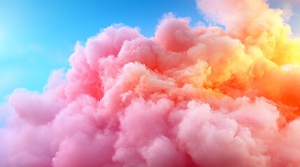 Fototapeta premium Colorful Smoke Cloud Against Blue Sky