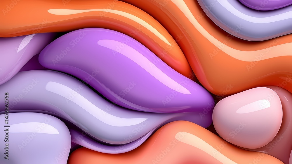 Poster colorful, abstract painting with a purple and orange swirl. the painting is full of texture and he i