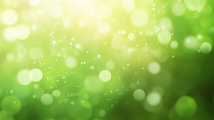 Vibrant green bokeh background with soft glowing light and blurred circular reflections creating an abstract, festive, and visually soothing atmosphere