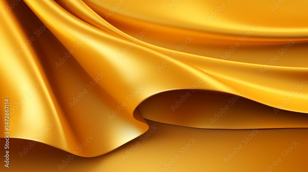 Leinwandbilder gold fabric with a wave pattern. the fabric is very shiny and looks very luxurious. the wave pattern