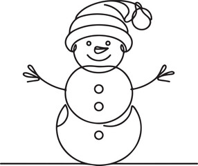 Cute Snowman Icon Line Drawing for Winter Theme