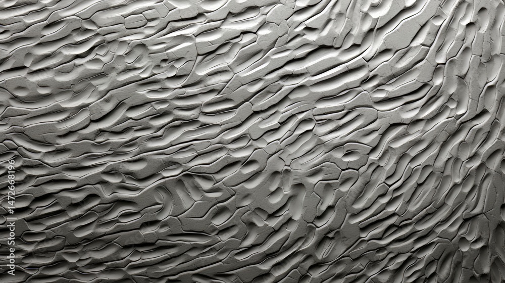 Poster grey and white image of sand with a lot of texture. the sand is rough and grainy, and the image has 