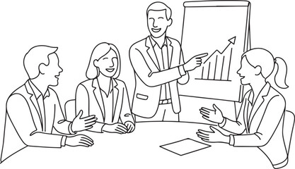 Business Team Discussing Profits in Meeting Room