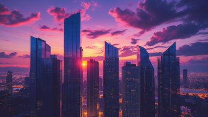 Fototapeta premium purple city background