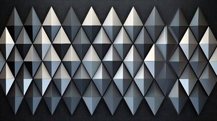 Obraz premium Fractal diamond shapes metallic silver and gunmetal gray tessellating sharply on a charcoal microdot background