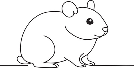Adorable Hamster in Minimalist One Line Style
