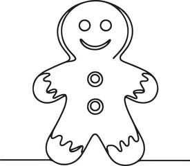 Gingerbread Man Icon in Simple Line Art