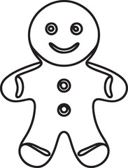 Smiling Gingerbread Man Minimalist Line Drawing